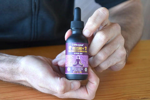 darcy of the bircher bar holding the life cykel reishi extract