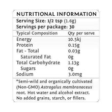 Astragalus nutritional information